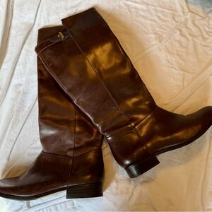 Ann Taylor Chocolate Brown Leather Boots with buckle